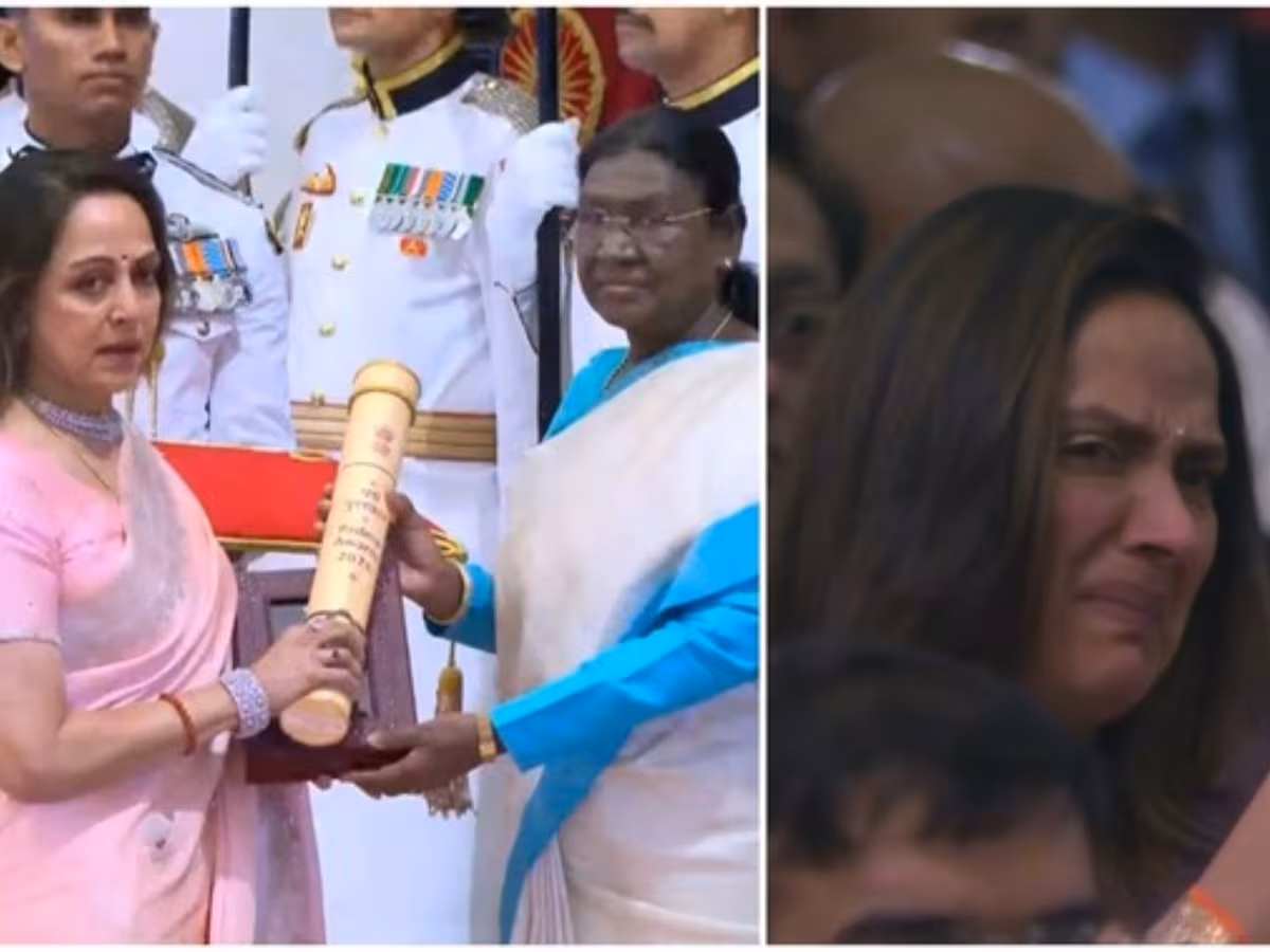 राष्ट्रपति भवन में छलके आंसू: धर्मेंद्र को मरणोपरांत मिला 'पद्म विभूषण', अवॉर्ड लेते वक्त रो पड़ीं बेटी अहाना देओल और हेमा मालिनी