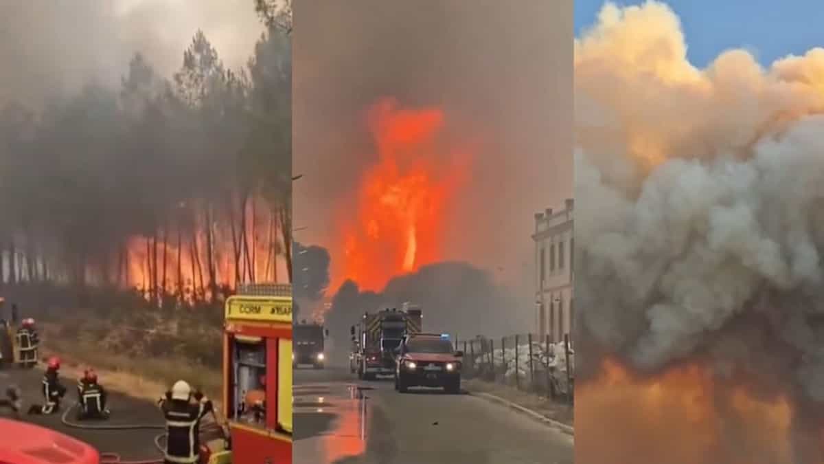 फ्रांस में प्रकृति का सबसे खौफनाक रूप: आसमान में बने आग के बादल, भड़कती लपटों के बीच बिजली का तांडव