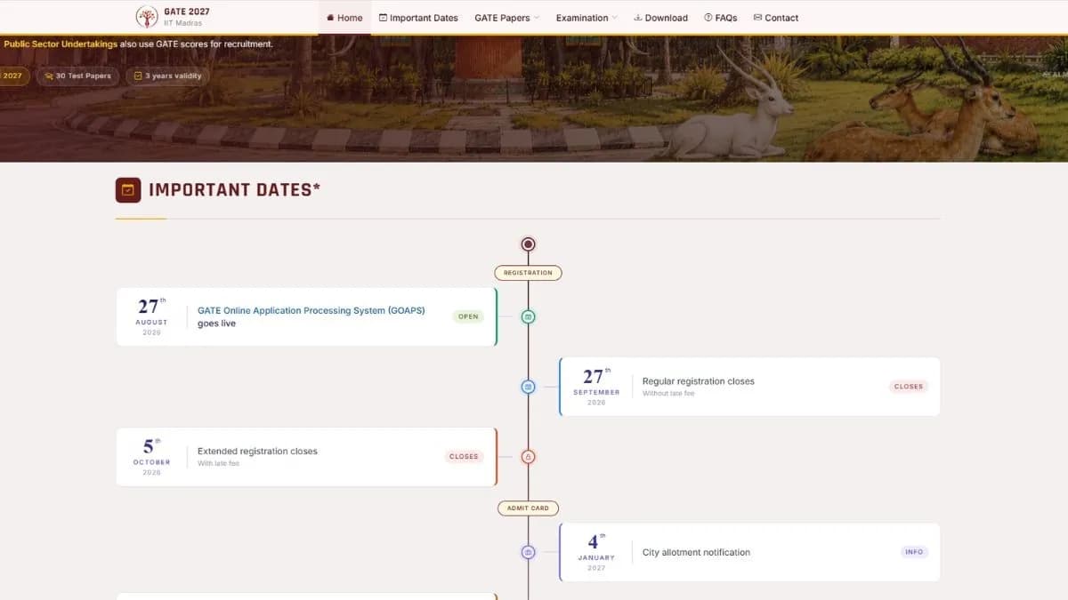 GATE 2027 Registration: गेट 2027 के लिए आवेदन प्रक्रिया शुरू, पोर्टल पर ऐसे करें अप्लाई, देखें पूरा शेड्यूल