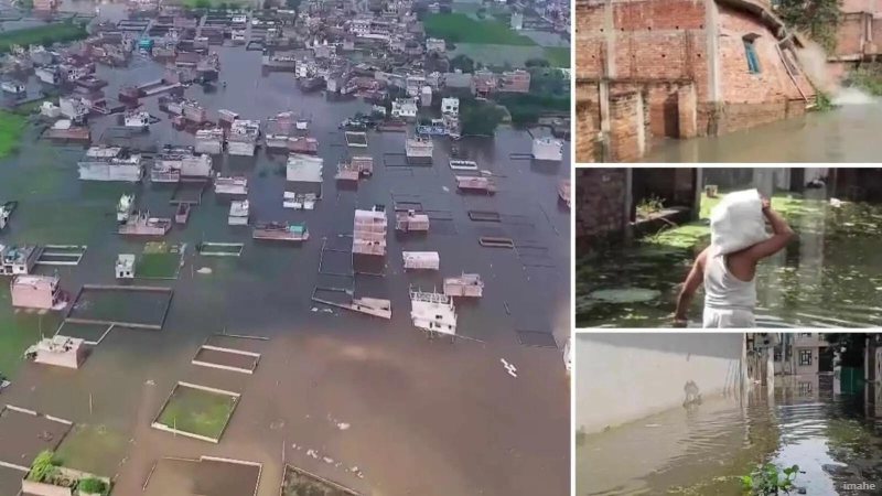 लखनऊ में गोमती नदी की भीषण बाढ़ का कहर, शहर के 40 हजार घरों में घुसा बाढ़ का पानी