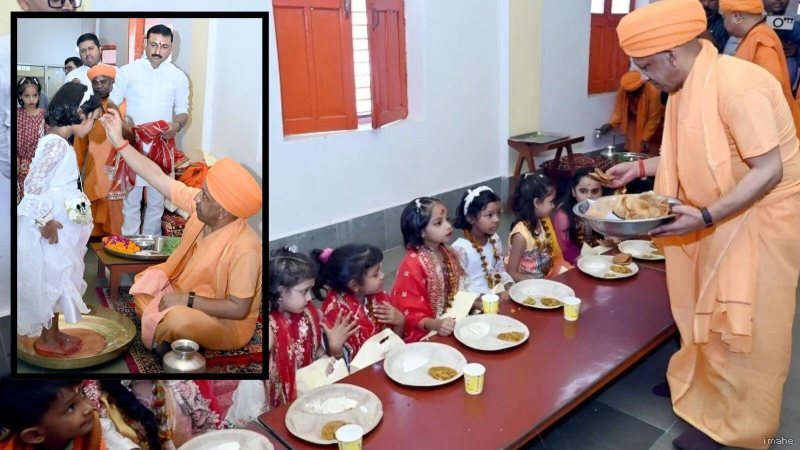 नारी गरिमा से खिलवाड़ स्वीकार नहीं', सीएम योगी ने गोरखपुर में किया कन्या पूजन